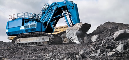 blue mining excavator