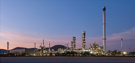 oil gas refinery desert sunset