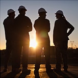 Industrial workers in a group setting